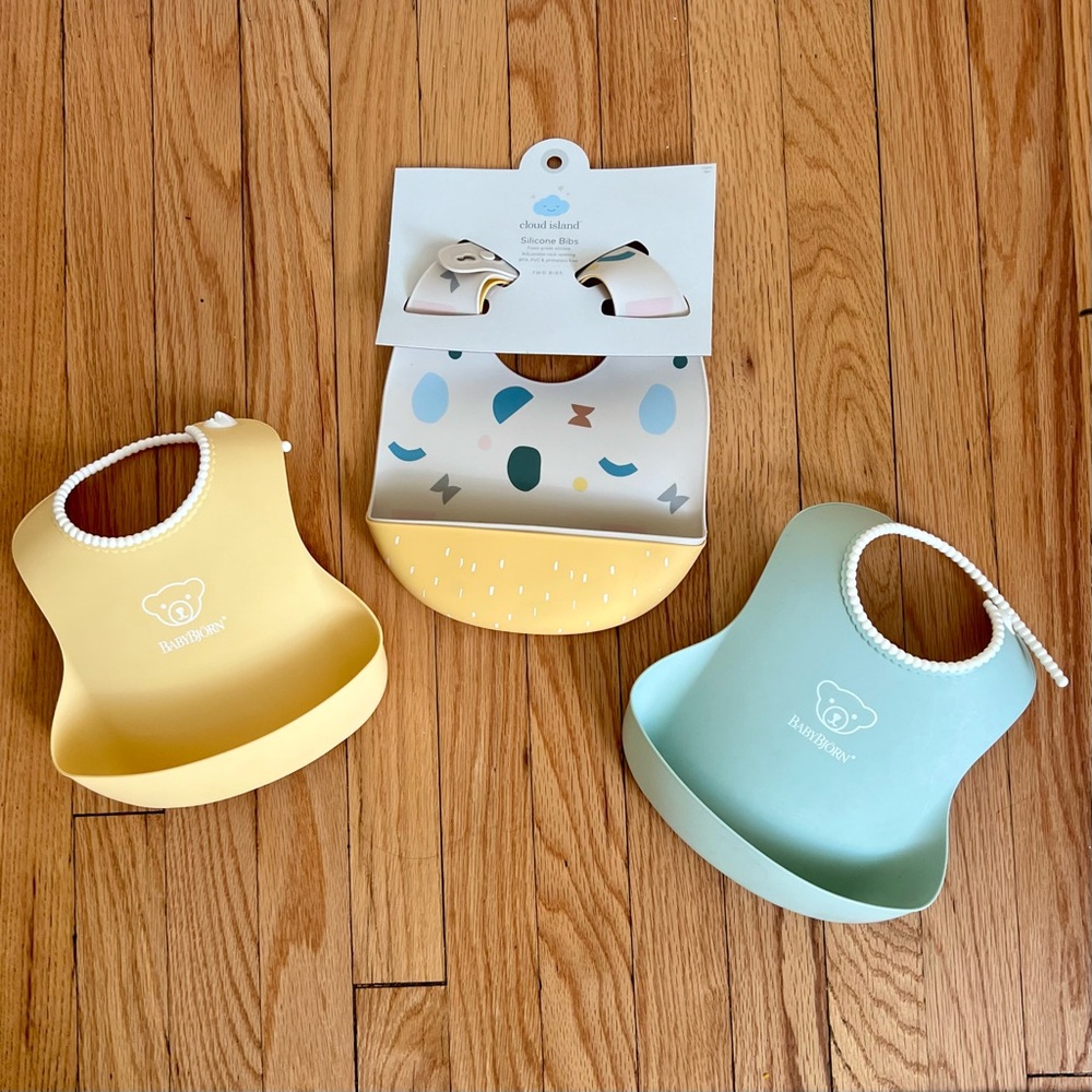 Lot of 4 Bib’s 2 Cloud Island New and 2 Baby Bjorn